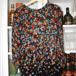 Zara Floral Imperial Waist Mini Dress